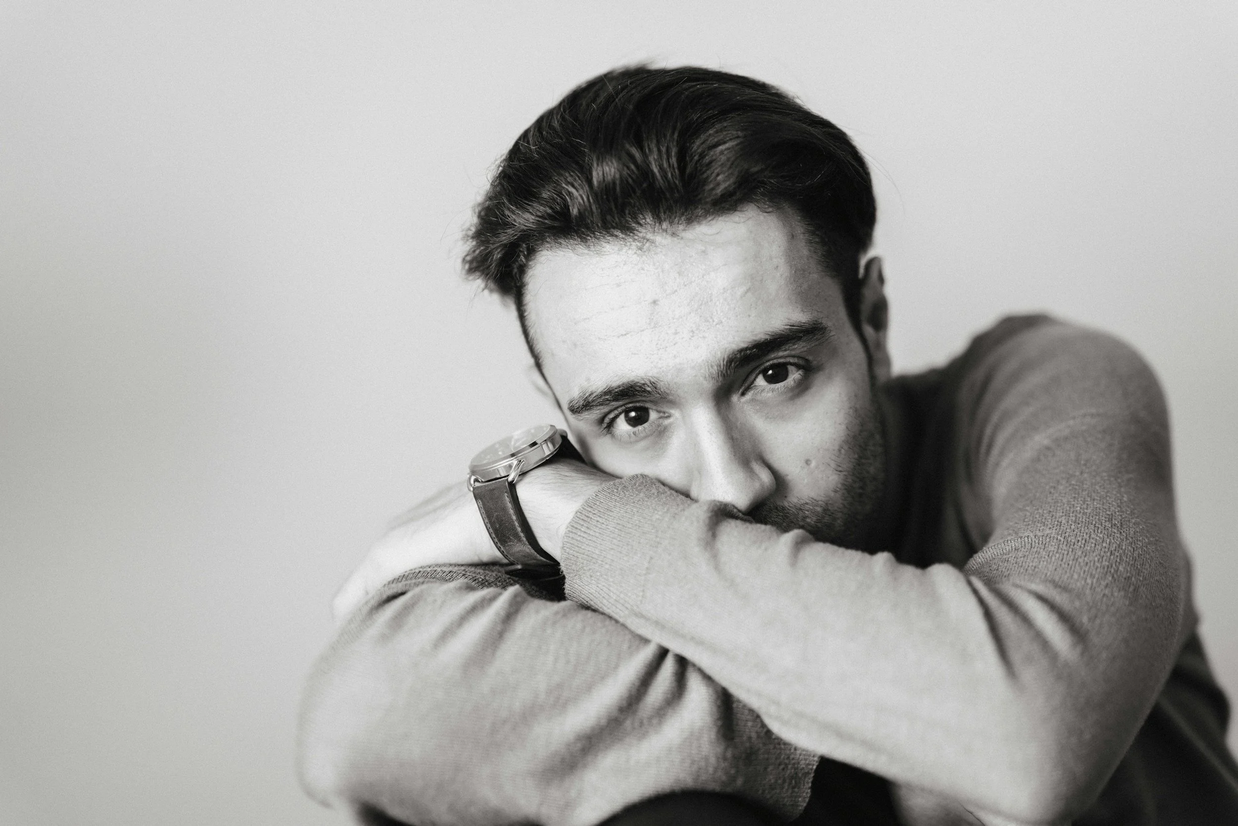Sad man alone looking into the camera