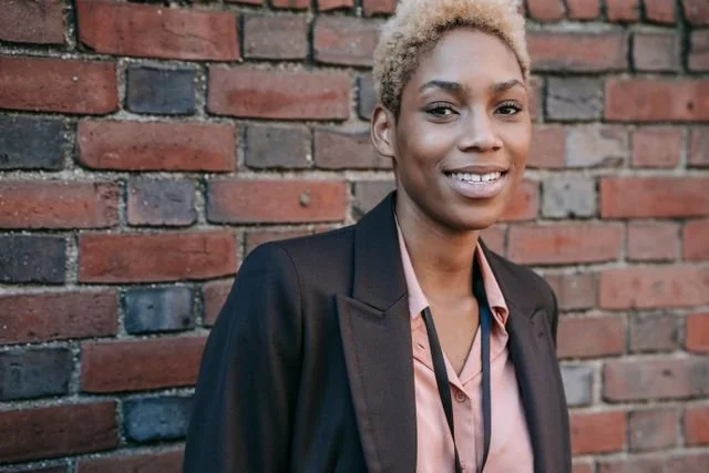 cheerful black woman