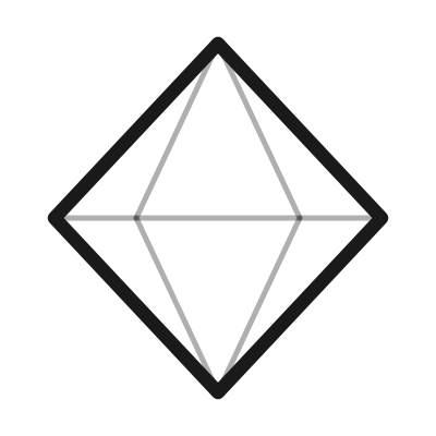 A black geometric diamond shape with a star inside, formed by intersecting lines.