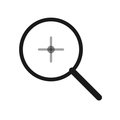 Magnifying glass with a target or crosshair inside