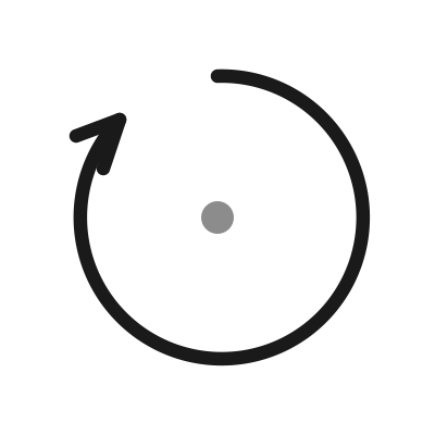A circular arrow pointing clockwise around a small solid circle in the center.