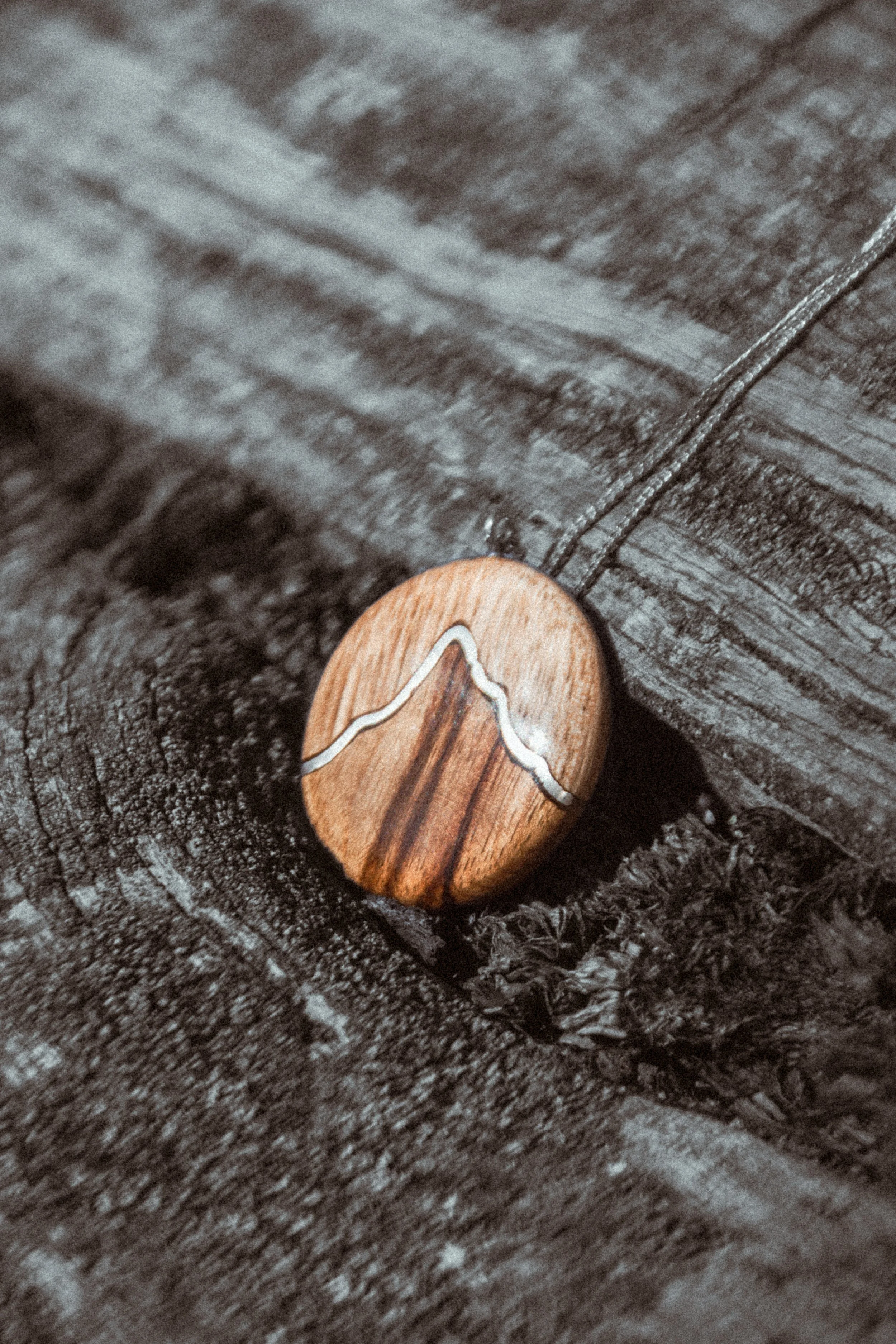 Handcrafted from juniper and myrtle woods and pure silver accent, pendant inspired by Mount Jefferson, made in Central Oregon, by Timber Lark