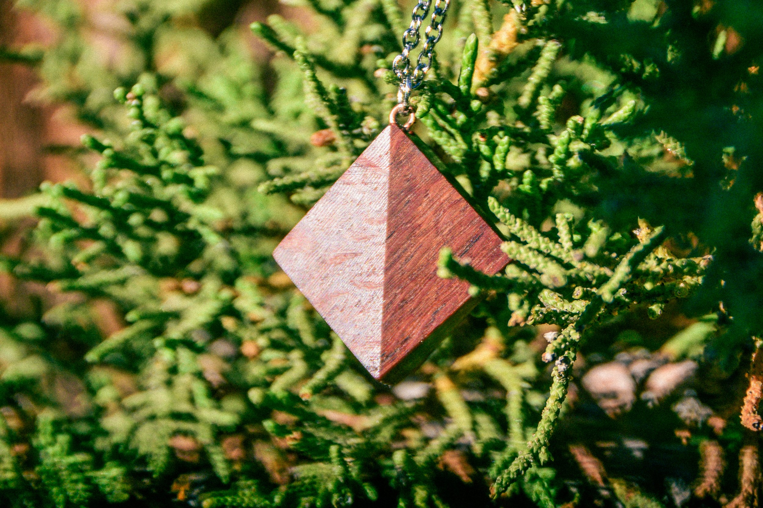 Handcrafted wooden necklace, inspired by nature, made in Central Oregon, by Timber Lark