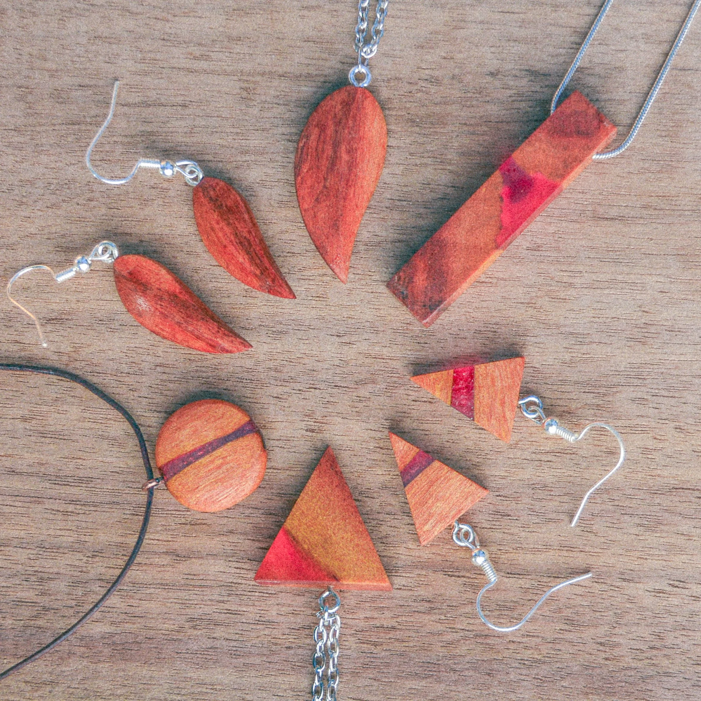 Collection of handcrafted wooden jewelry, inspired by nature, made in Central Oregon, by Timber Lark
