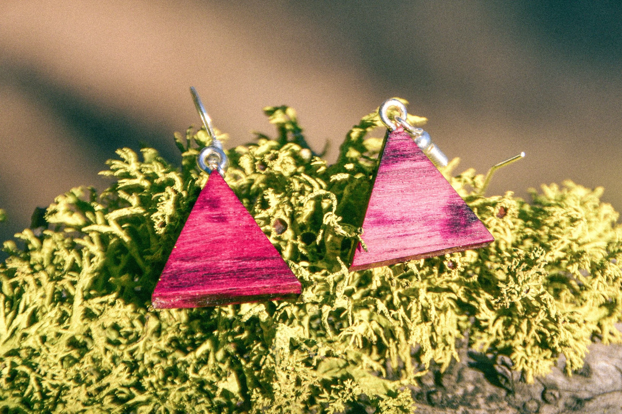 Handcrafted wooden earrings, inspired by nature, made in Central Oregon, by Timber Lark