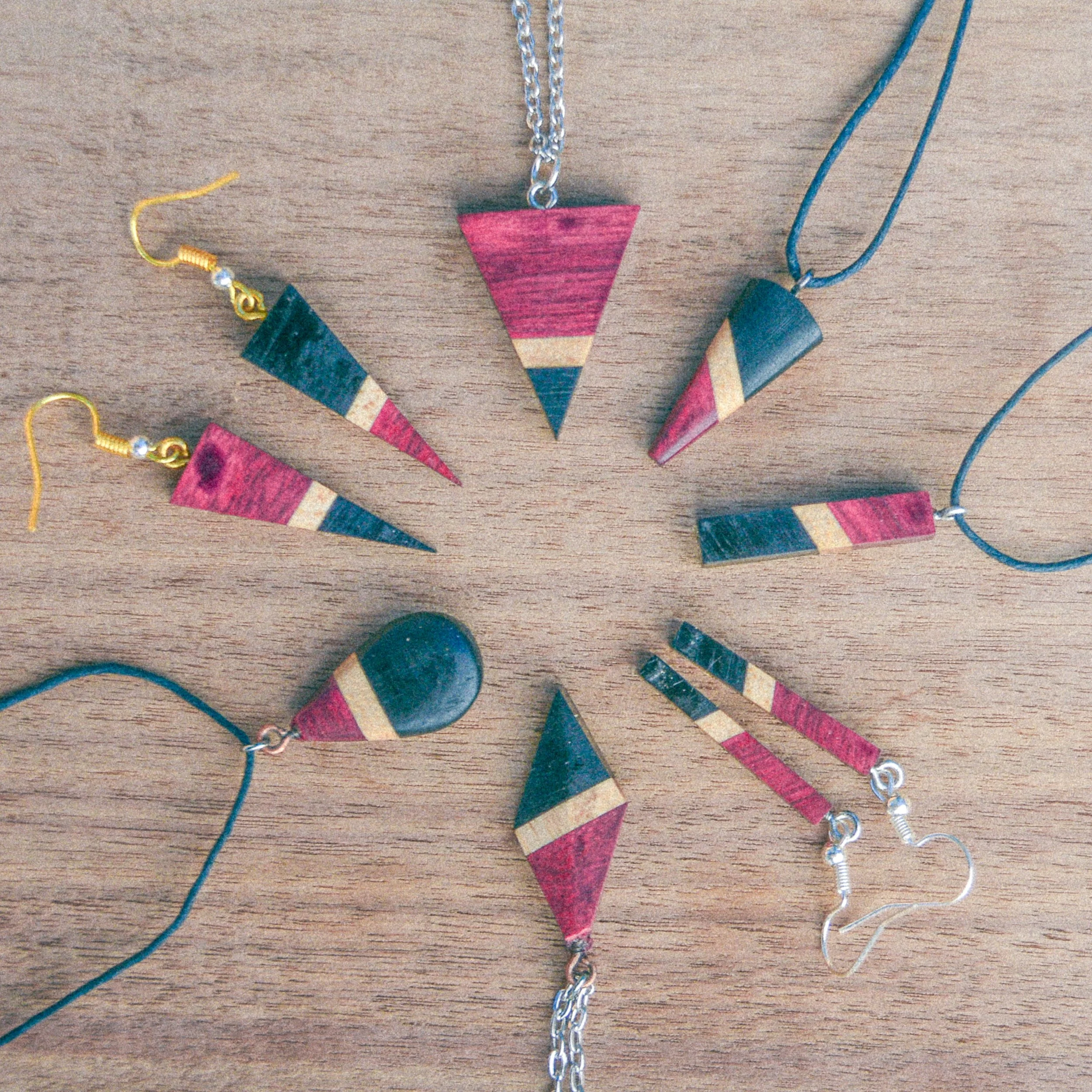 Collection of handcrafted wooden jewelry, inspired by nature, made in Central Oregon, by Timber Lark