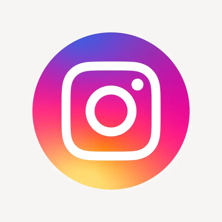 Instagram logo with a colorful gradient background.