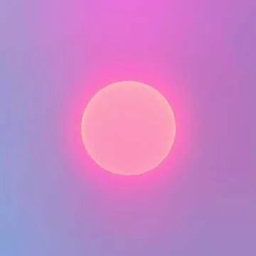 Pink sun against a purple and blue gradient sky