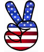 Peace hand sign with American flag design