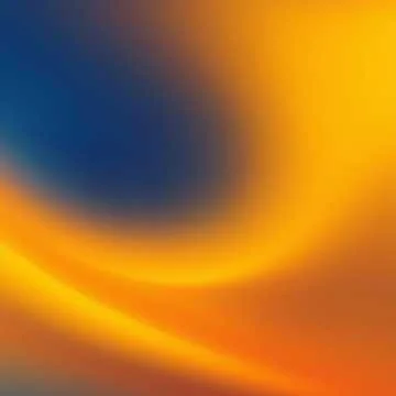 Abstract swirl of yellow, orange, blue, and black colors.