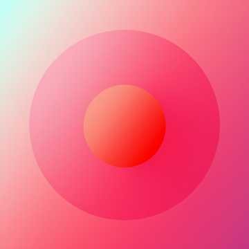 Abstract design with pink and peach concentric circles and a gradient background.