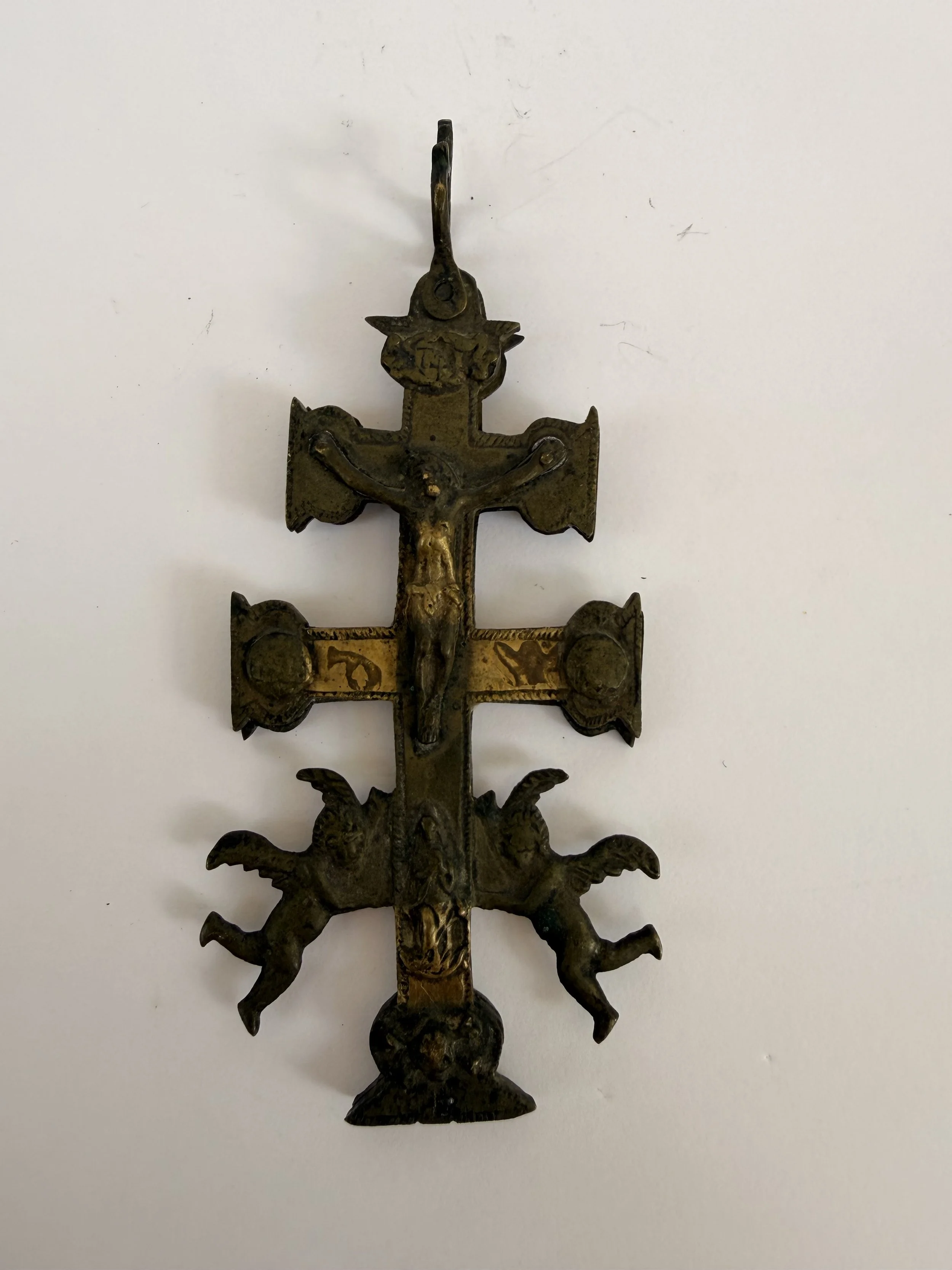French Reliquary Crucifix with Cherub Decoration and Relic Chambers