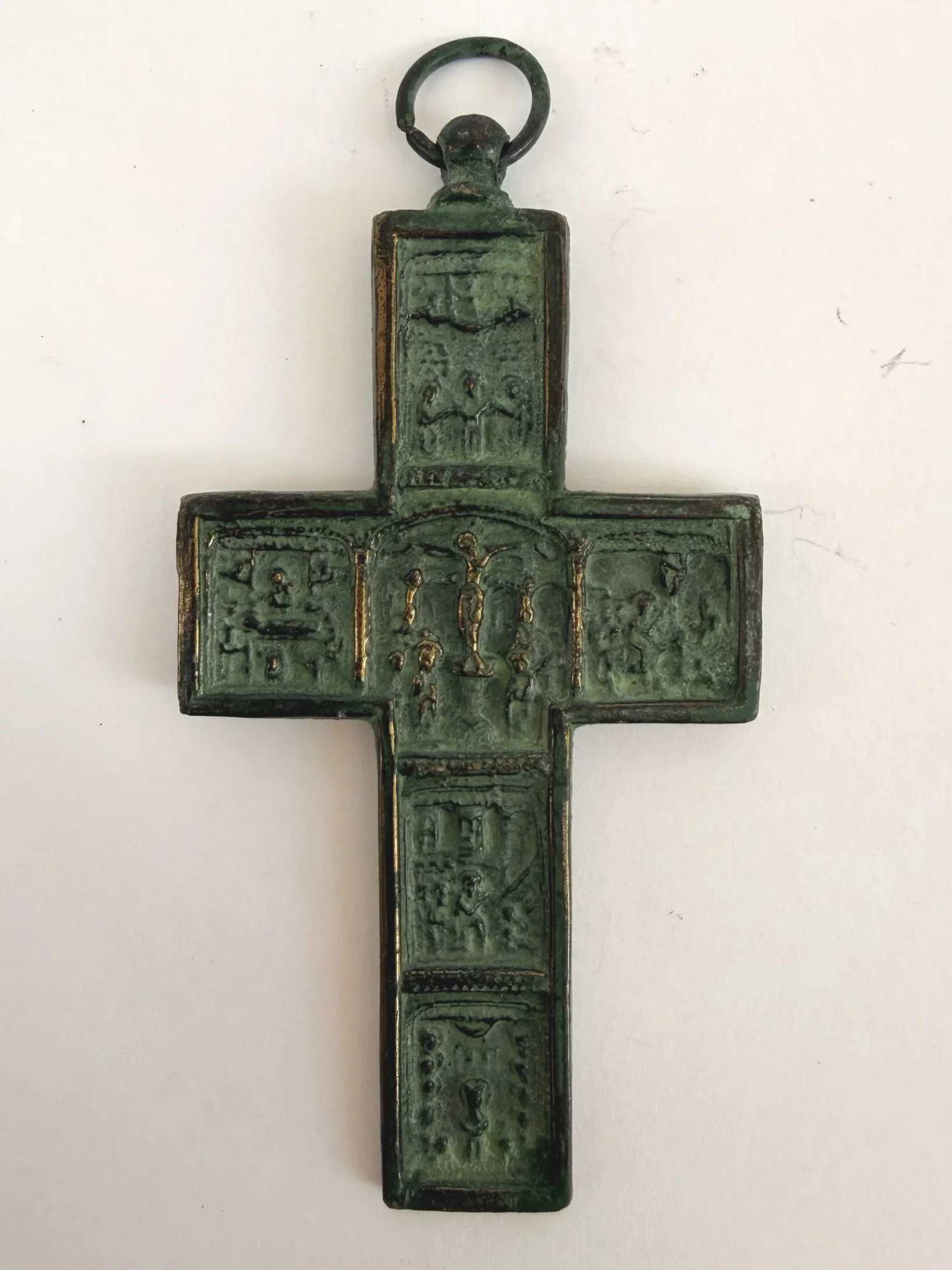 Bronze Cruciform Icon with Crucifixion Scene