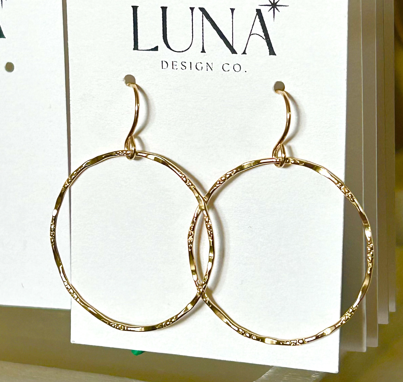 Hammered Gold Hoop Drop Earrings