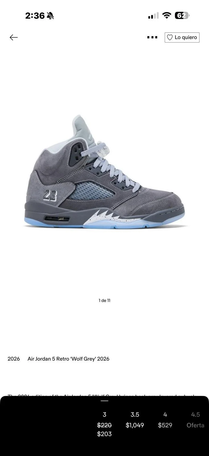 Air Jordan 5 Retro 'Wolf Grey' 2026