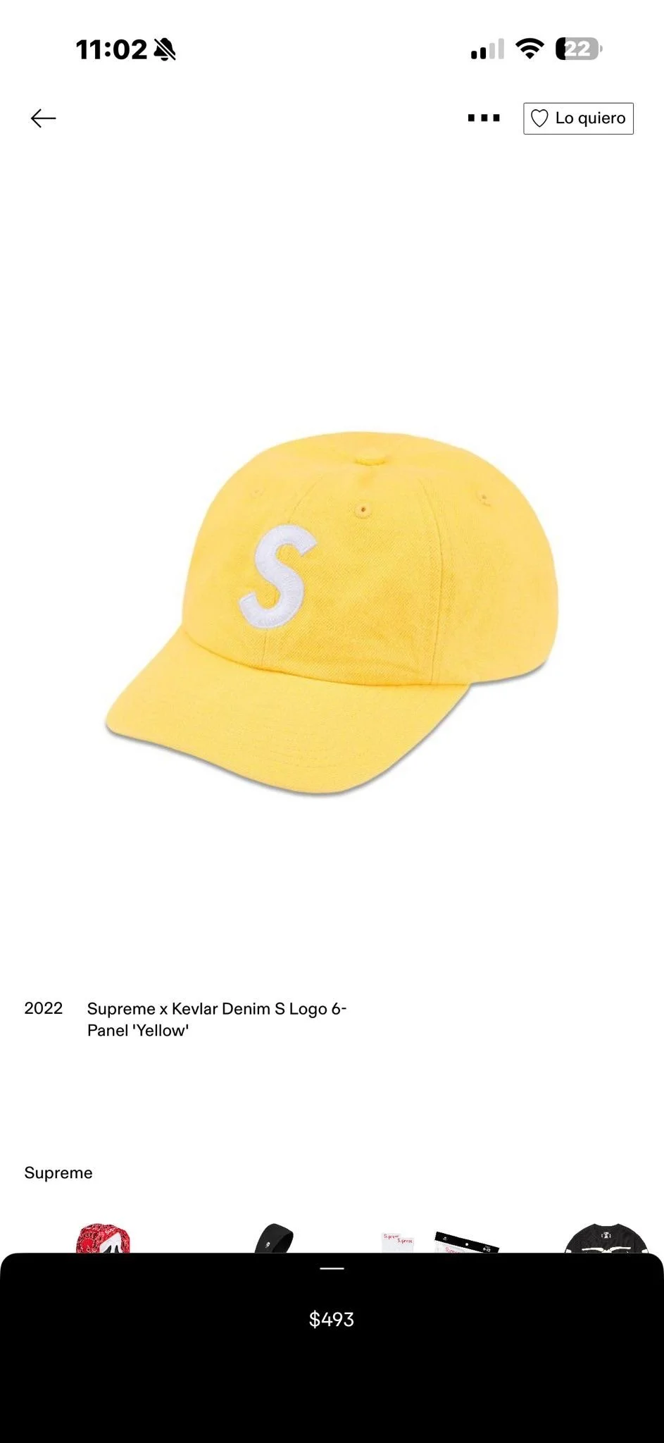 Supreme x Kevlar Denim S Logo 6-Panel 'Yellow'