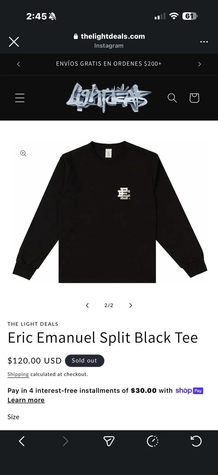 Eric Emanuel Slipt Black TEE