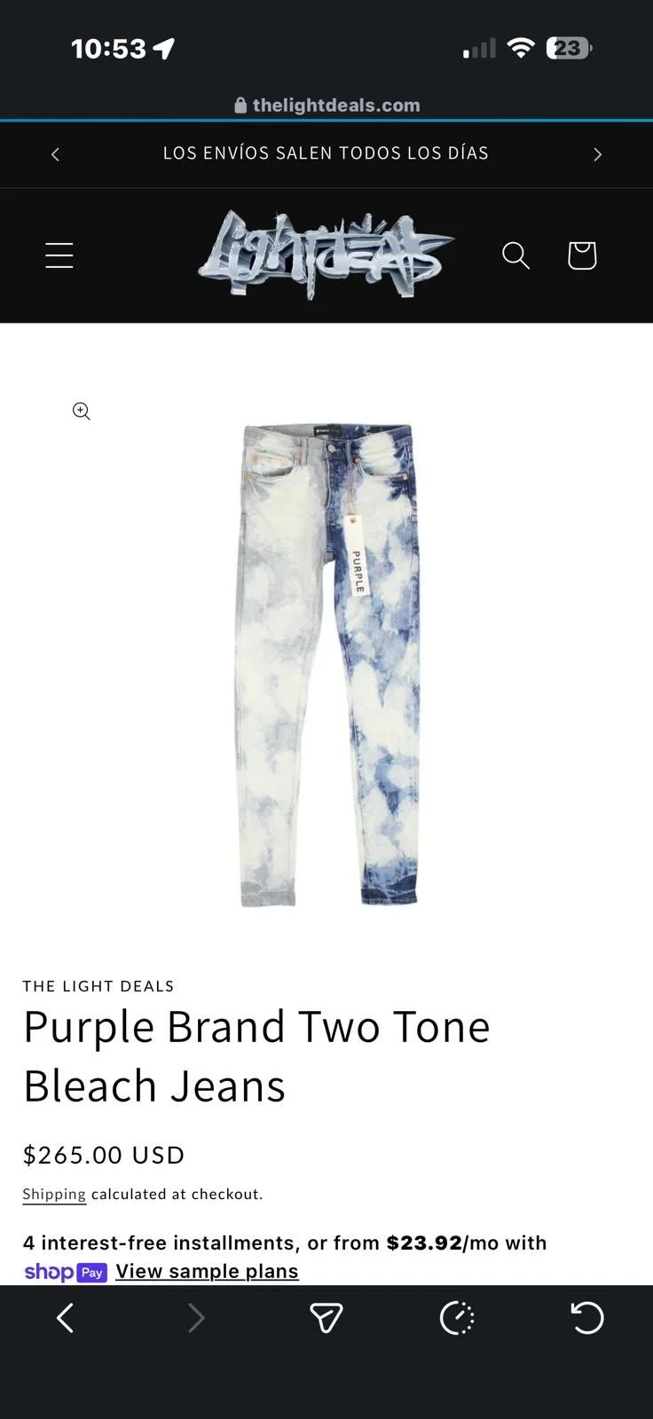 Purple Brand Two Tone Bleach Jeans