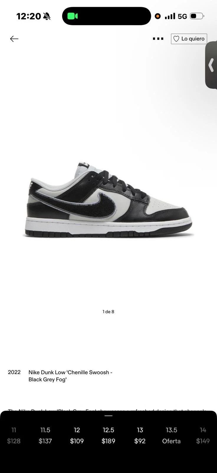 Nike Dunk LOW Chenille Swoosh Black Grey Frog (SZ 7.5)