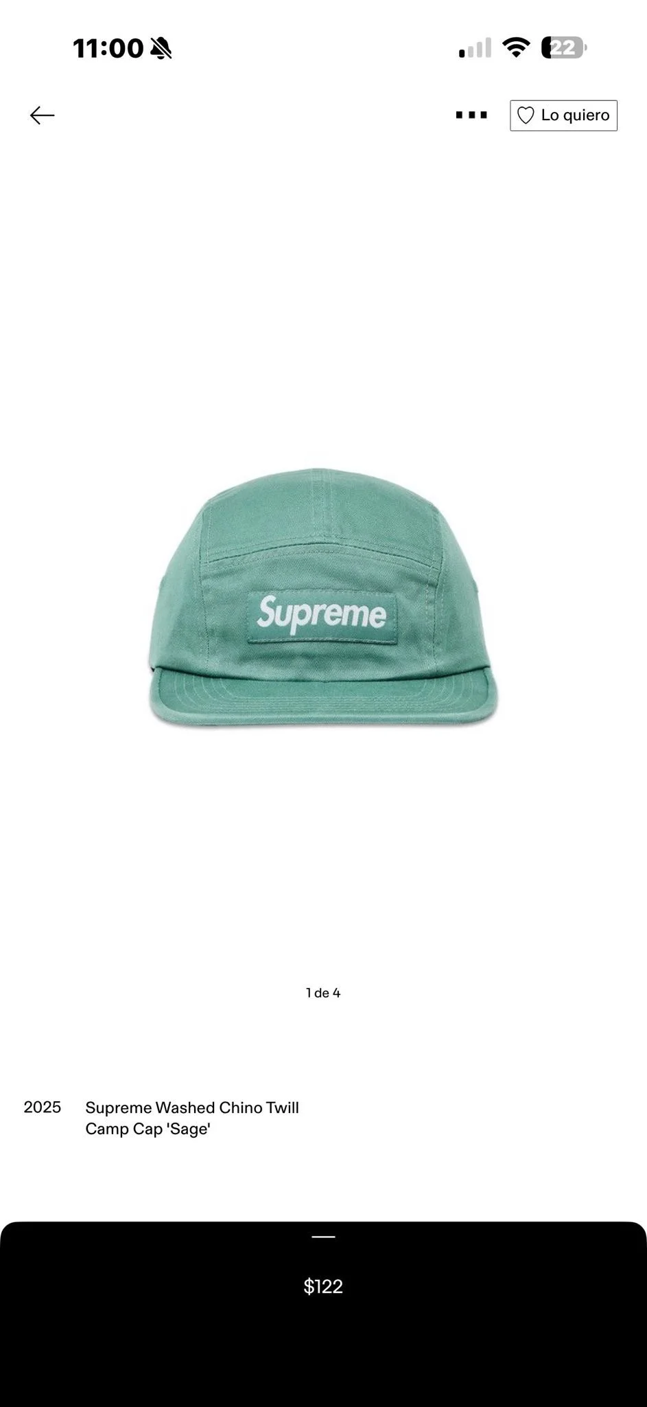 Supreme Washed Chino Twill Camp Cap 'Sage'