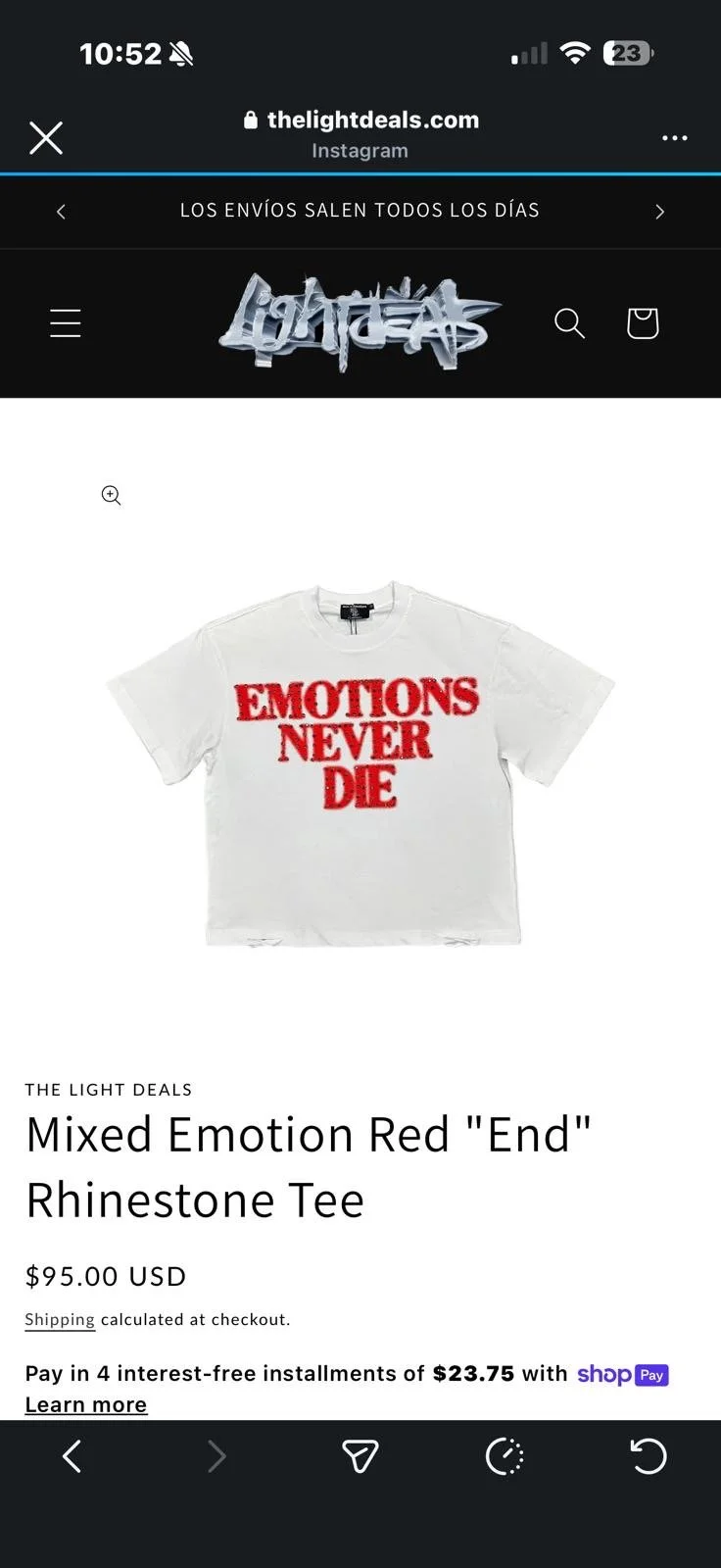 Mixed Emotion Red "End" Rhinestone Tee