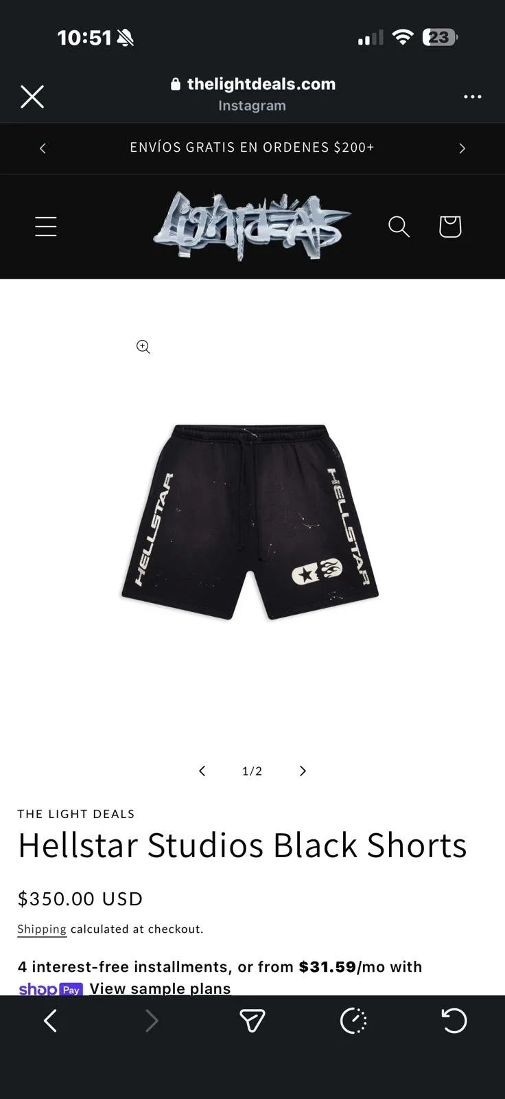 Hellstar Studios Black Shorts