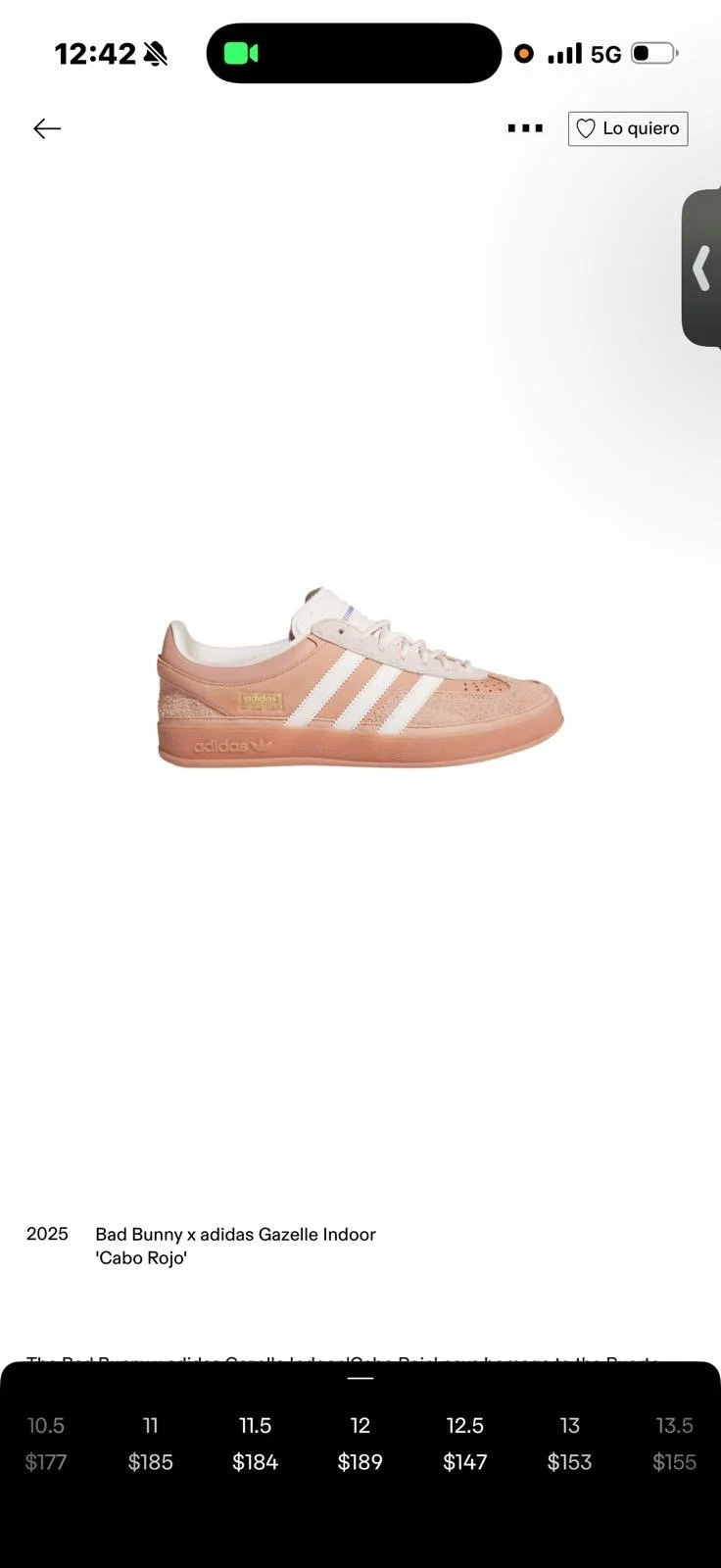 Bad Bunny x Adidas Gazelle Indoor ‘ Cabo ROJO’ (SZ 10.5)