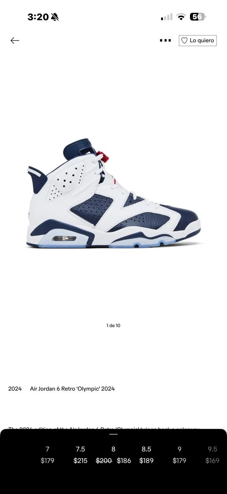 Air Jordan 6 Retro ‘Olympic’ 2024 (SZ 10)