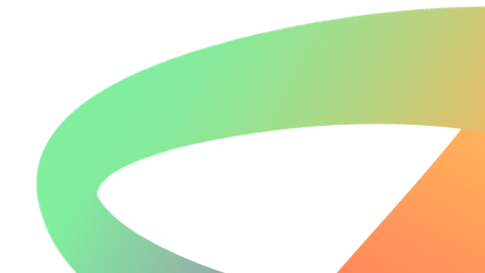 A colourful, abstract digital graphic featuring curved, overlapping bands in shades of green, orange and purple.