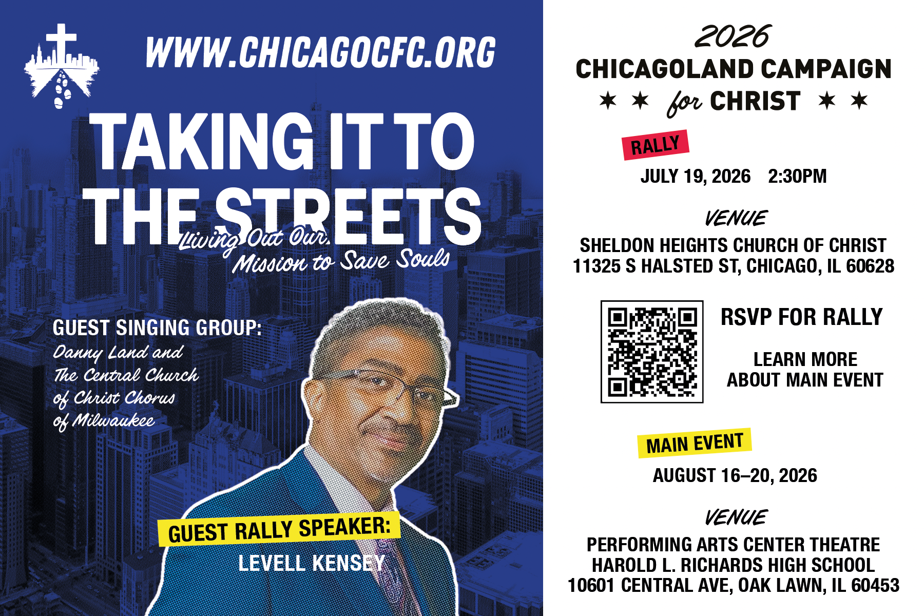 Campaign for Christ church volunteers passing out flyers and talking to families at the Taste of Chicago.