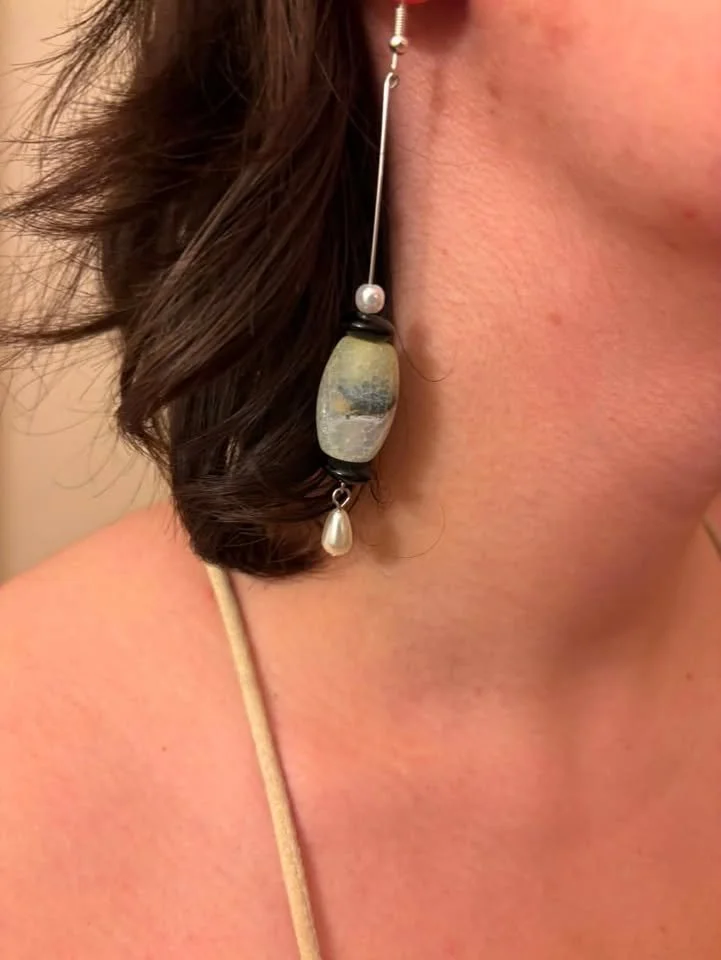 Crackle Agate & Pearl Drops