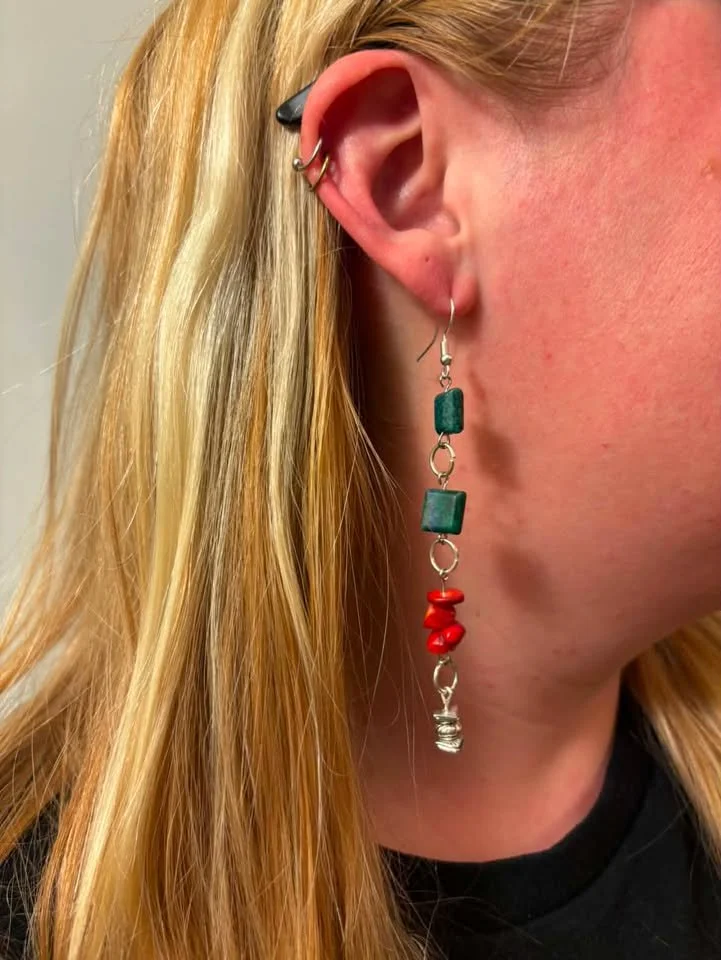Jade Coral & Silver Tones