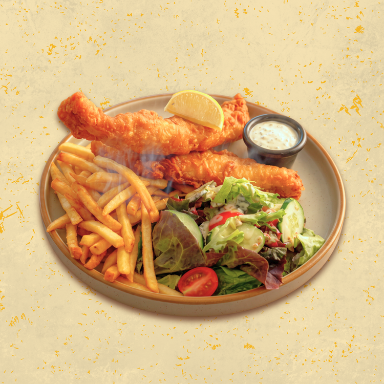 Fish and chips plate at Old Man's Grill
