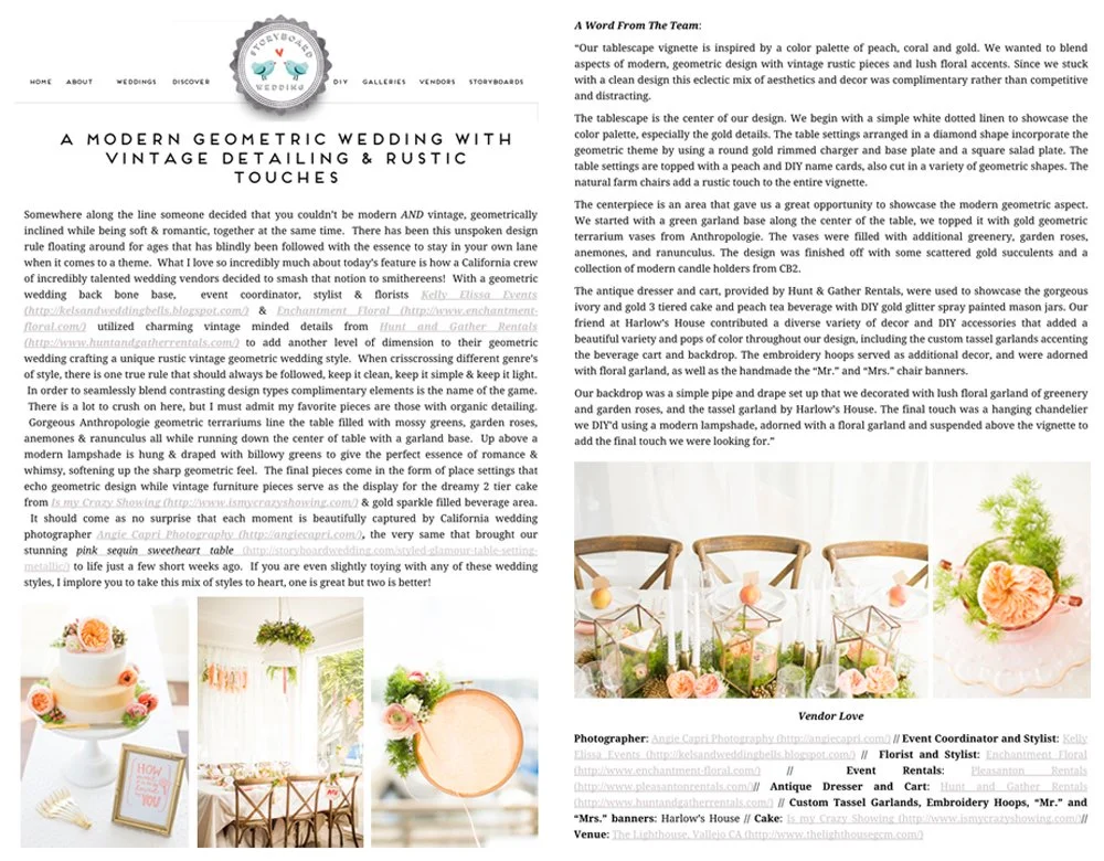 Featured | Wedding Design and Inspiration | Vintage Geometric Rustic Tablescape