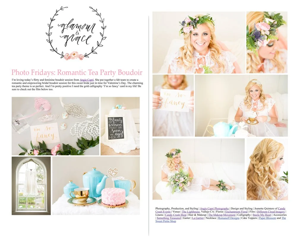 Featured | Romantic Tea Party Boudoir Photography | Glamour & Grace