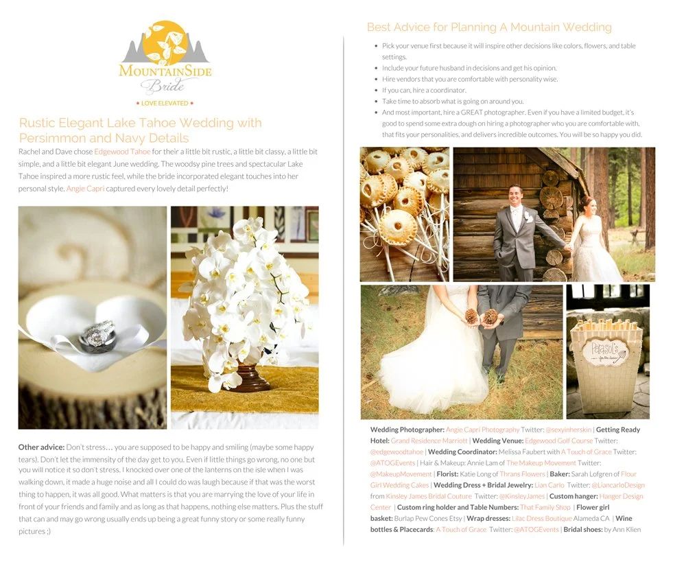 Featured | Rustic Elegant Lake Tahoe Wedding | Mountainside Bride