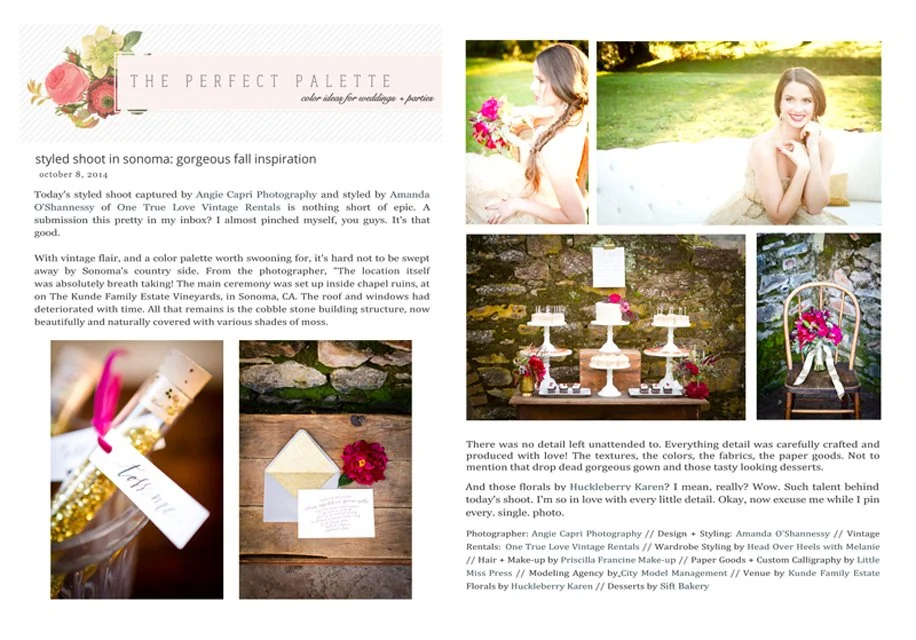 Featured | Vintage Inspired Sonoma Fall Countryside Bridal Shoot | The Perfect Palette