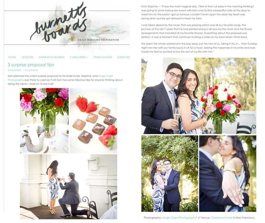 Featured | Claremont Hotel Marriage Proposal and Interview Berkeley, CA | Burnett's Boards