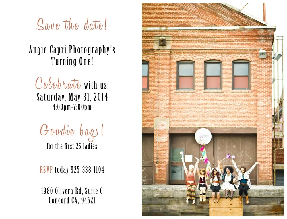 Angie Capri Photography's Turning 1, Celebrate at our Anniversary Party!
