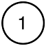 A black circular background with a white number 1 inside it.