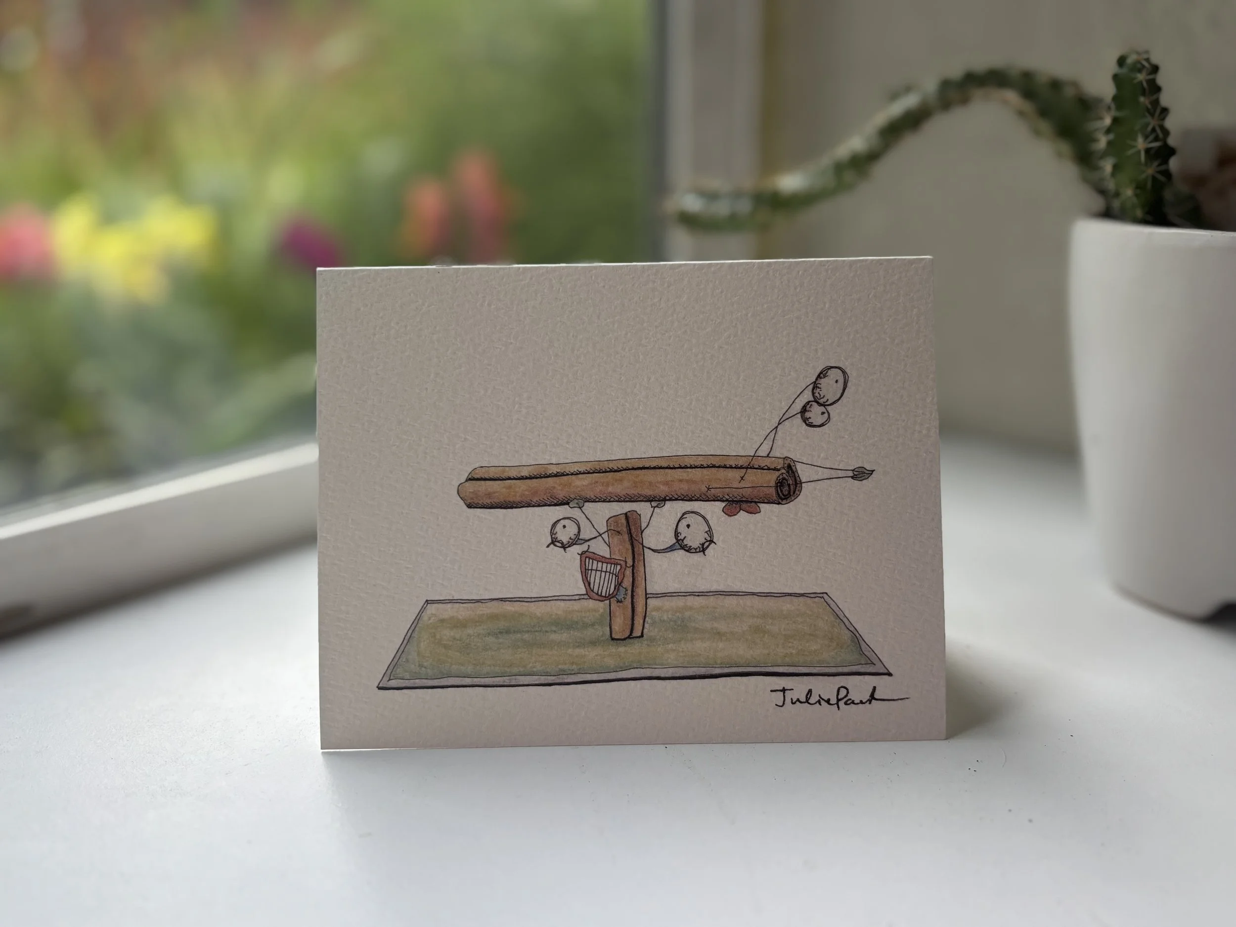 balancing cinnamon sticks greeting card