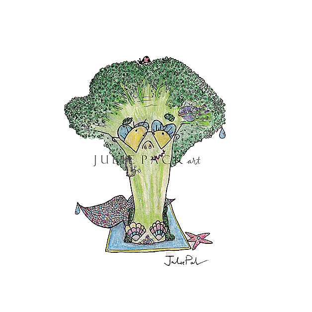 broccoli mermaid in cobra pose
