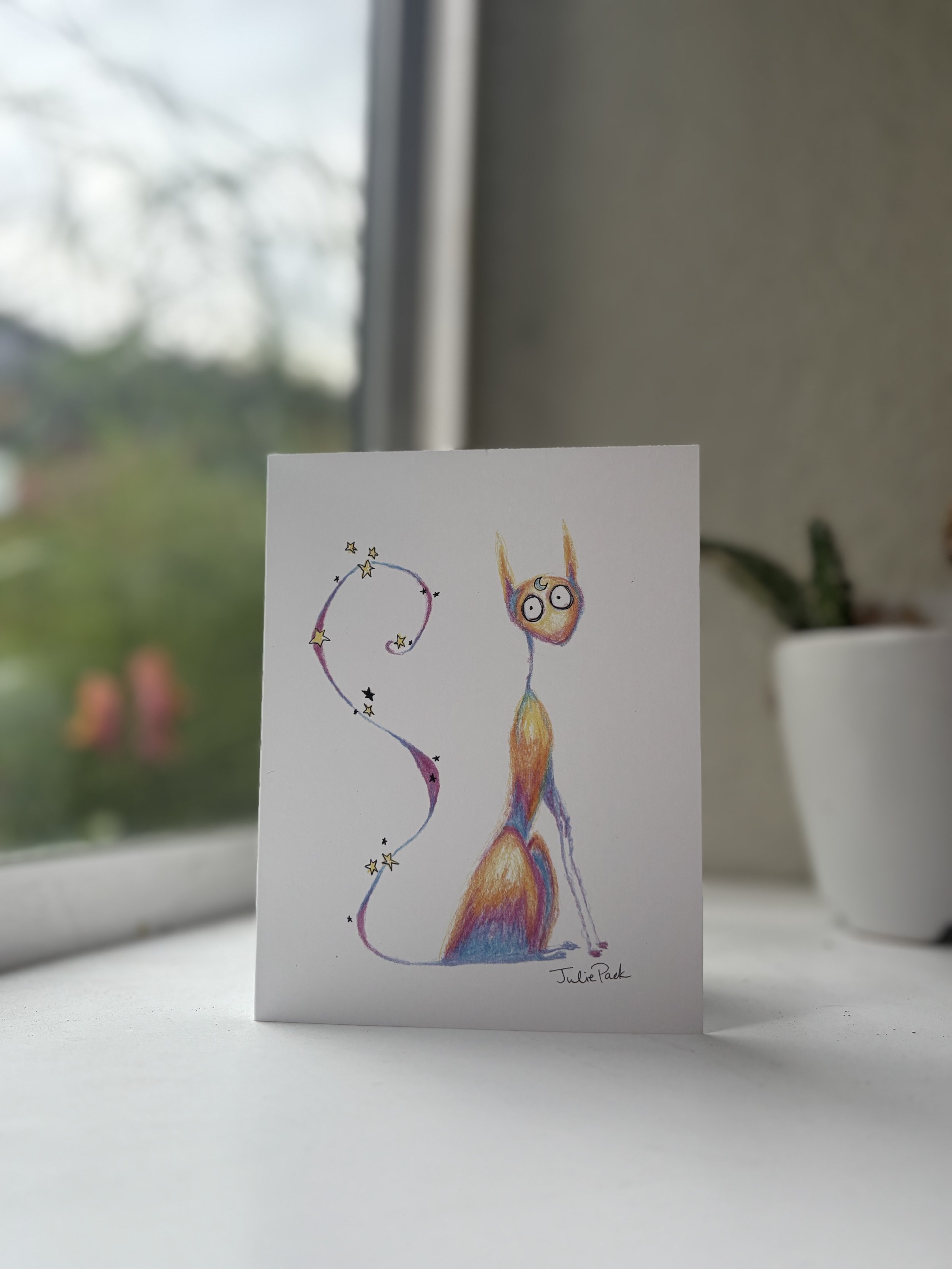 starry cat greeting card