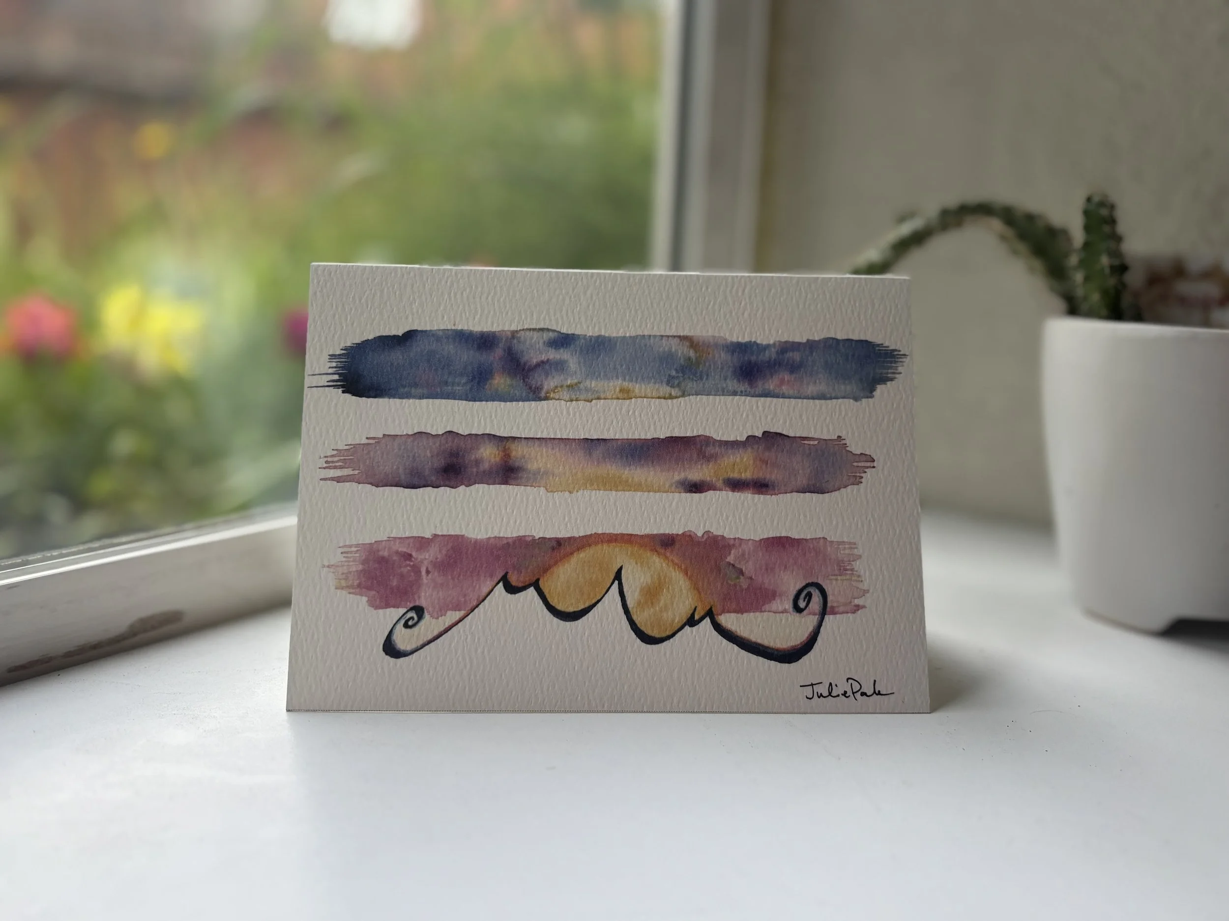 watercolor sunset greeting card