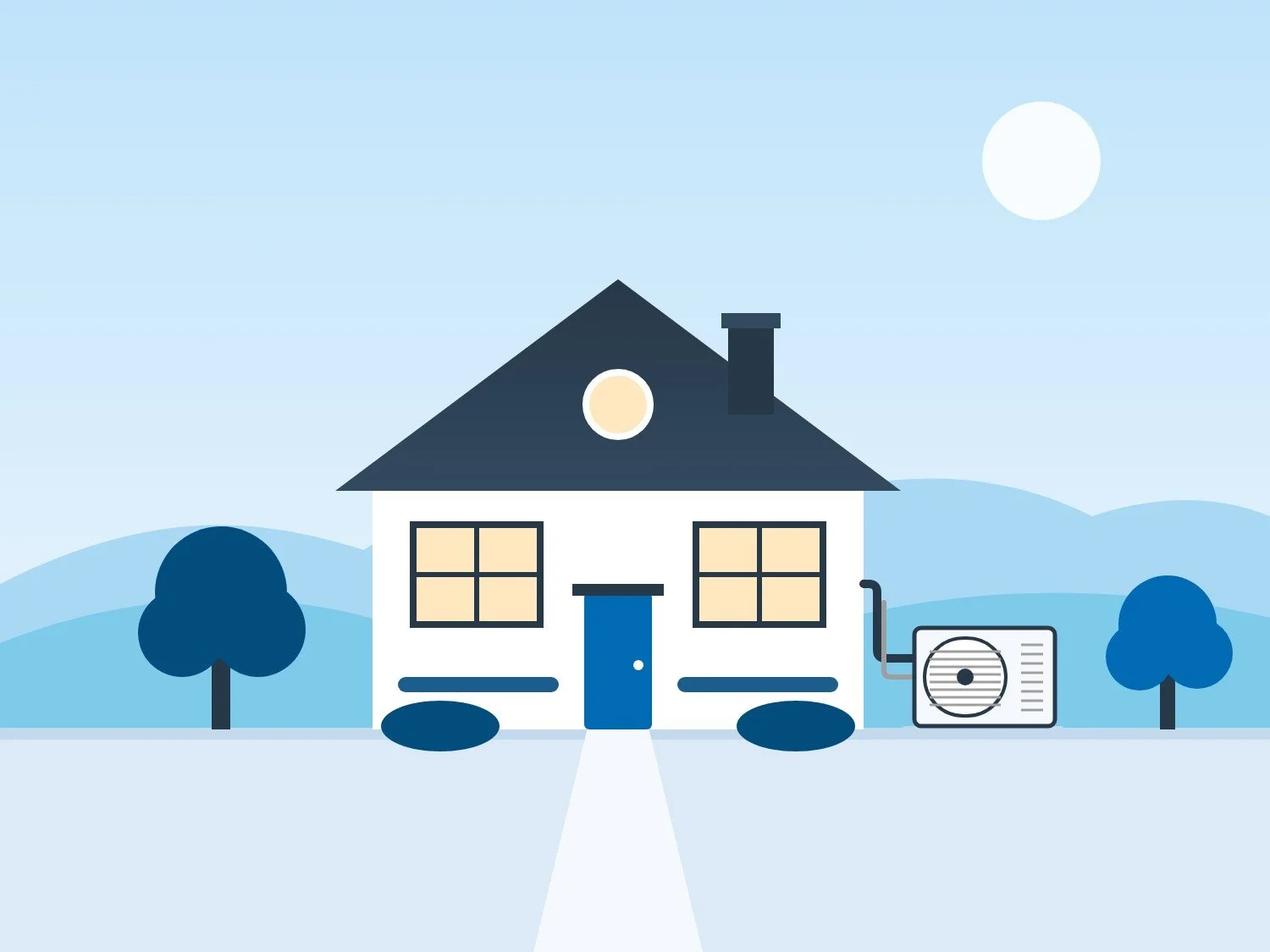 Illustration of a house with an outdoor AC unit