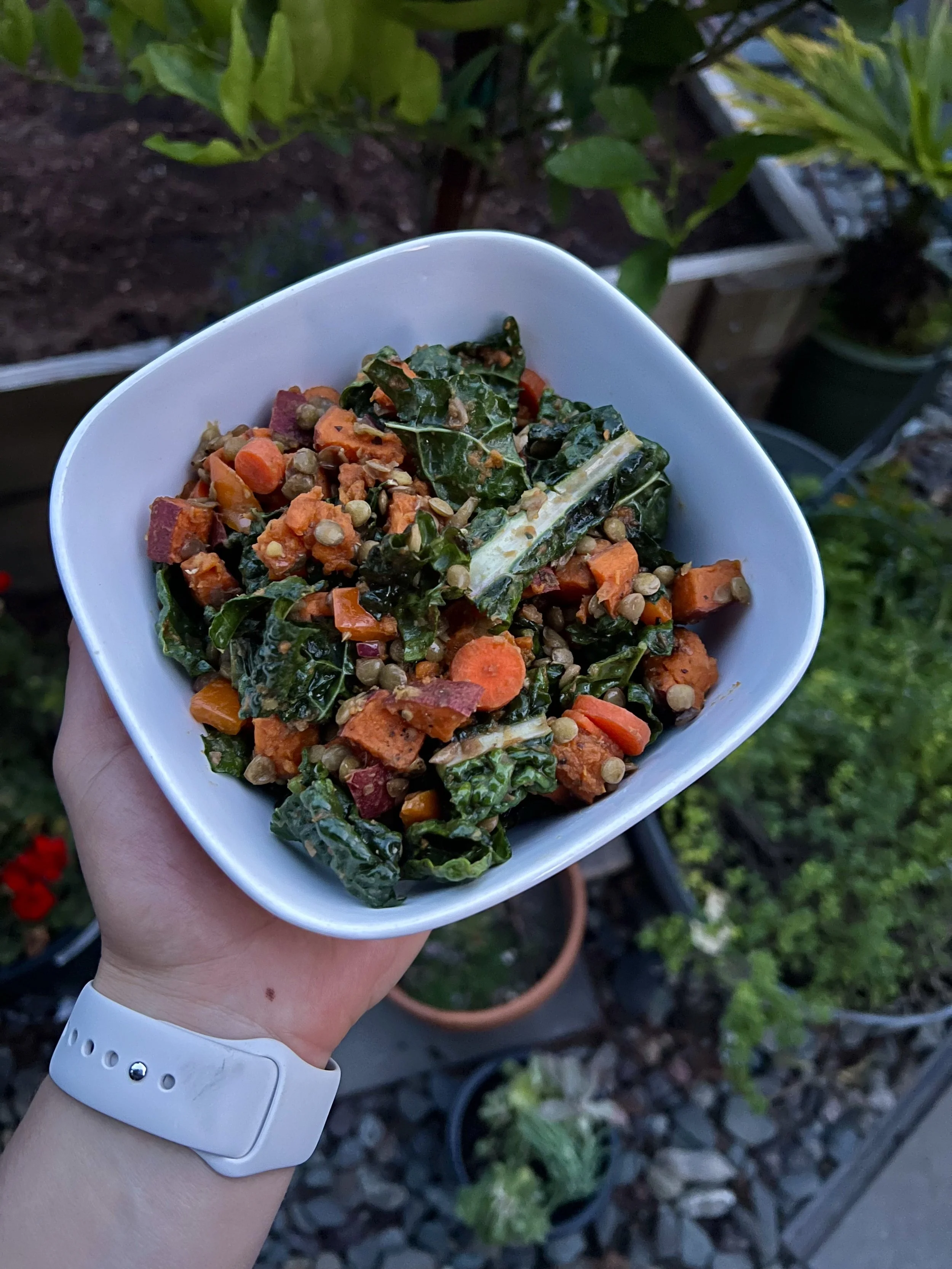 Kale, Sweet Potato, and Lentil Salad 