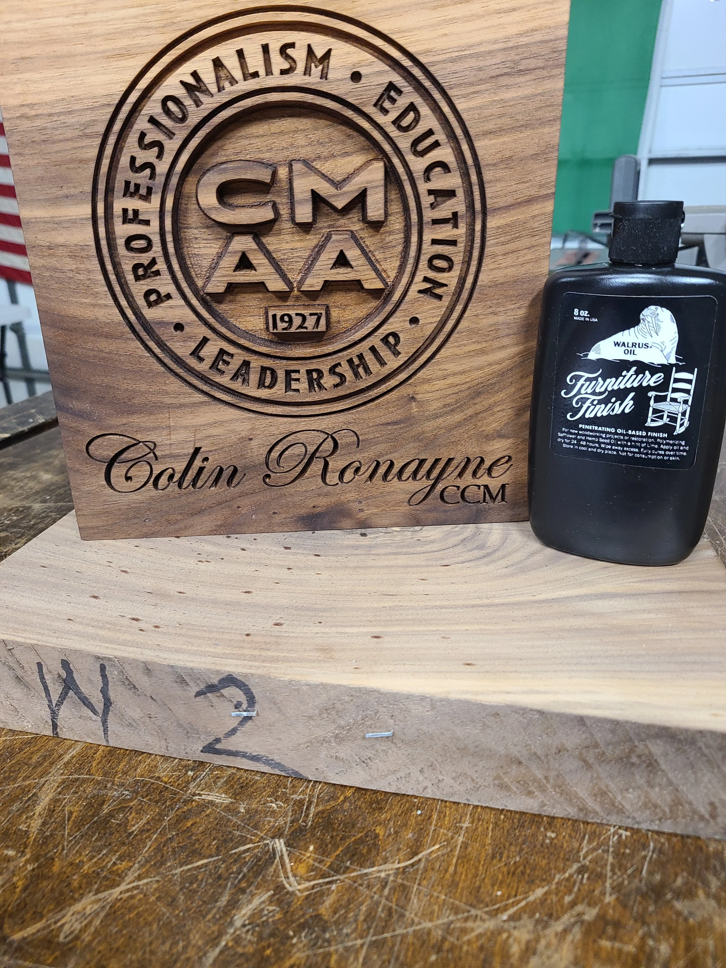 Wooden plaque with custom engraved logo