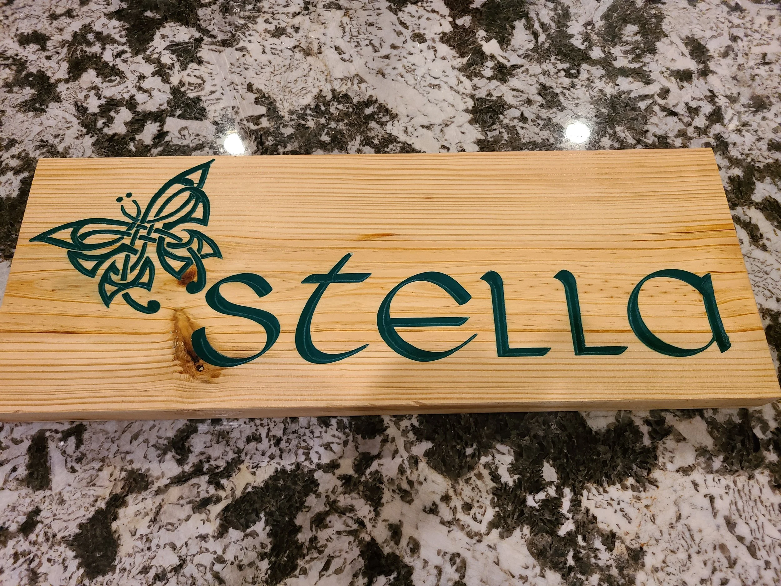Personalized wooden board with custom name laser engraving
