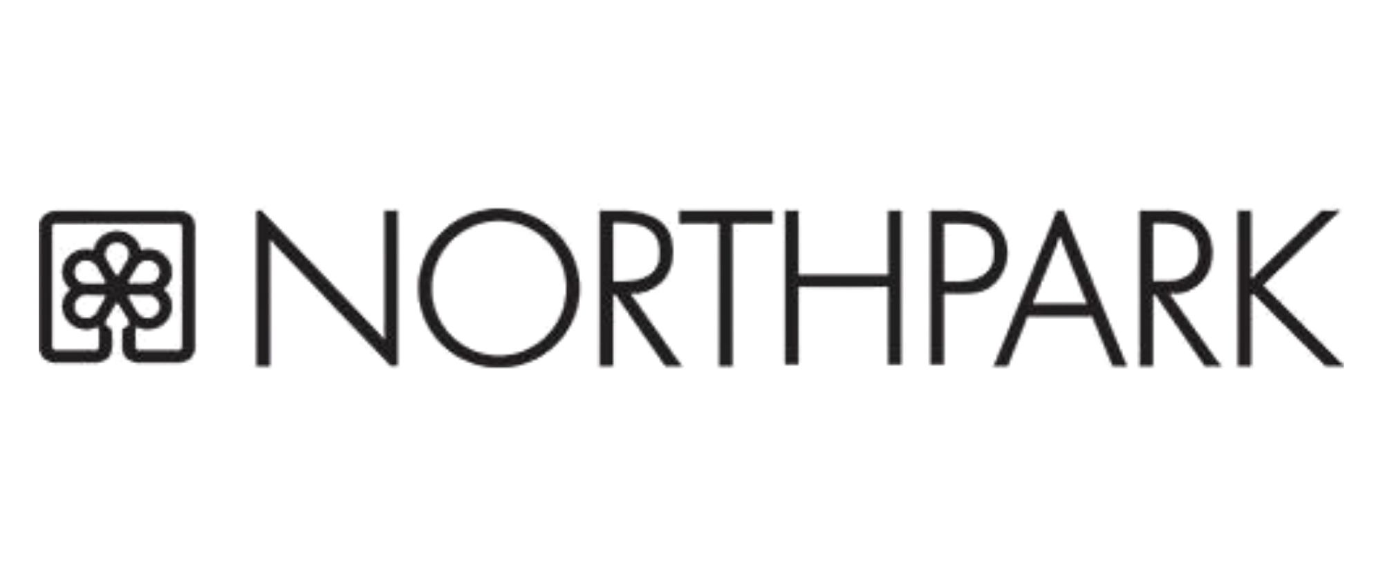 Logo for NorthPark featuring a stylized flower icon and the word 'NorthPark' in black text.