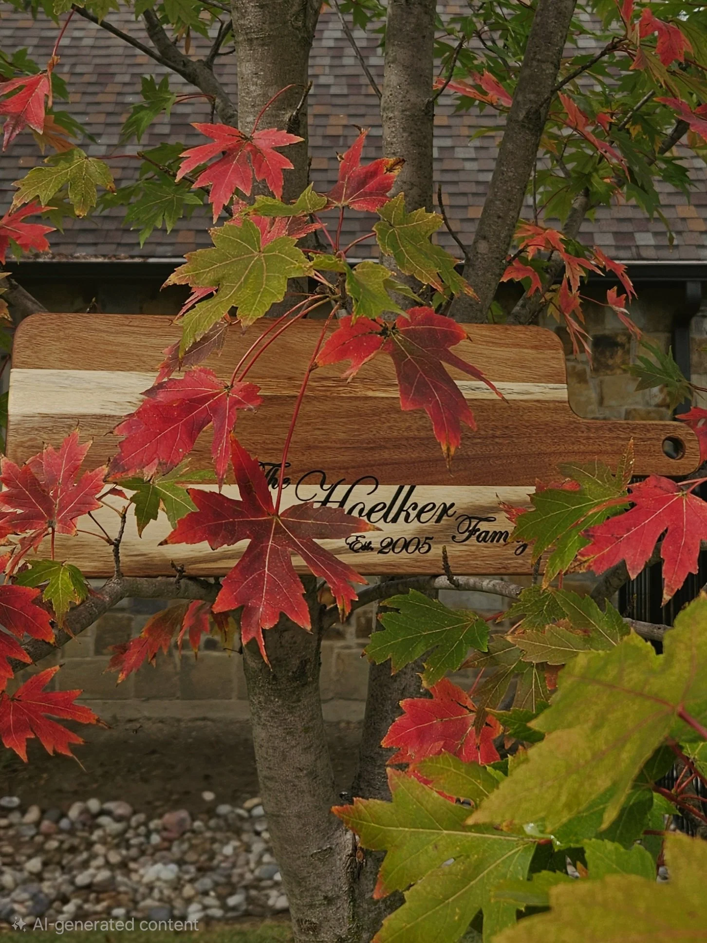 Personalized cutting board with custom family name engraving
